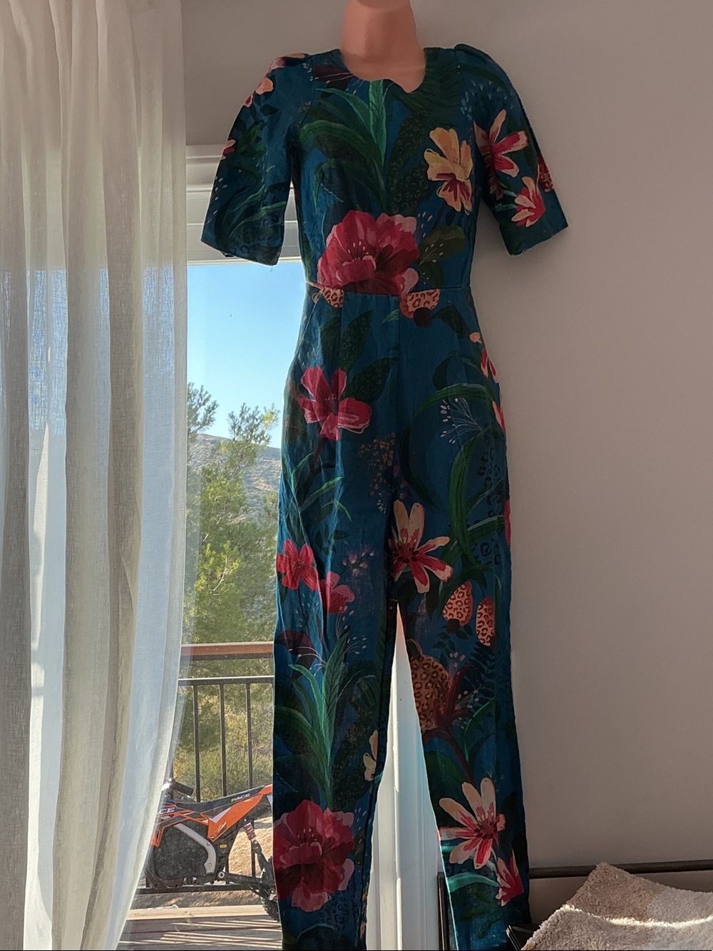 Farm rio Floral Teal Wide-Leg Jumpsuit - Women